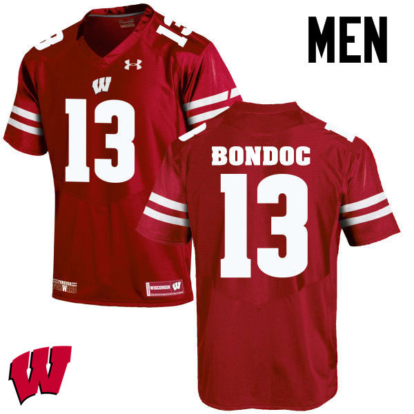 Wisconsin Badgers Men's #13 Evan Bondoc NCAA Under Armour Authentic Red College Stitched Football Jersey ET40U17YX